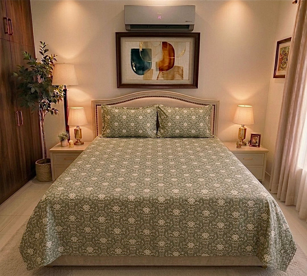 Grey Simple King-Bedsheet Set