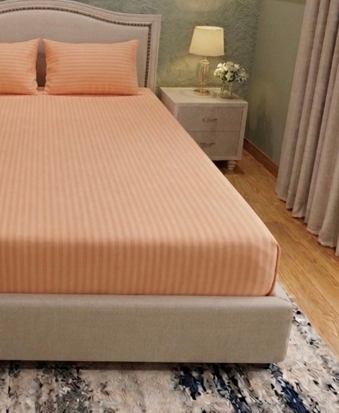 Peach King-Fitted Bedsheet Set