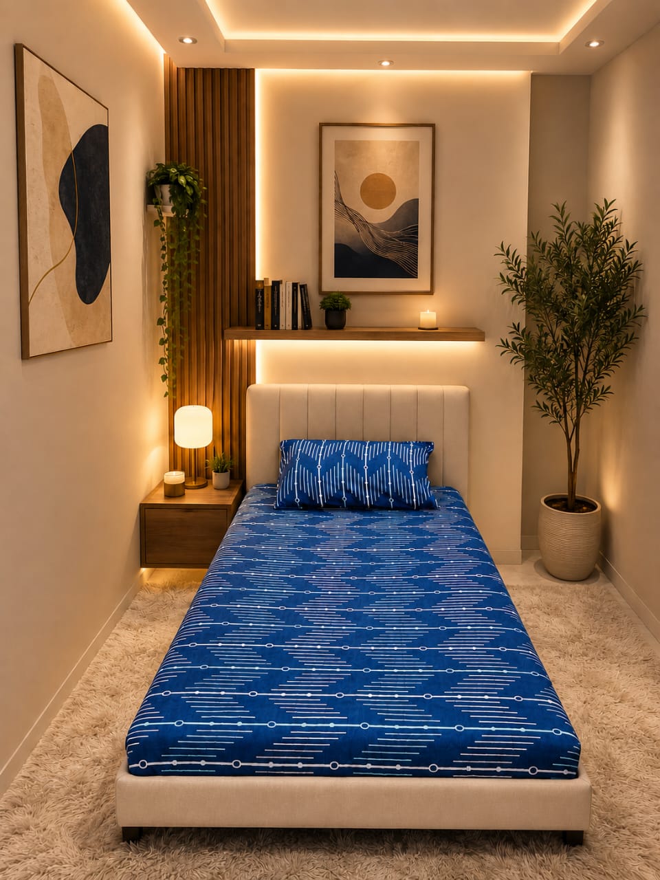 Single Fitted Sheet-Blue Stripes