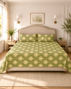 Olive Elegance Simple King-Bedsheet Set