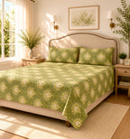 Olive Elegance Simple King-Bedsheet Set