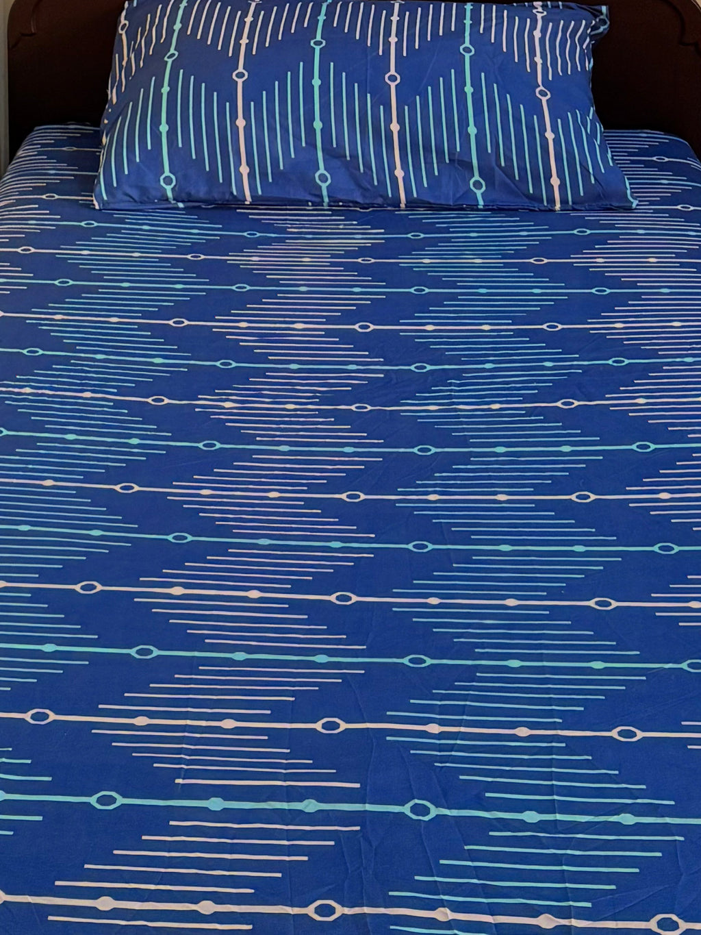 Single Fitted Sheet-Blue Stripes