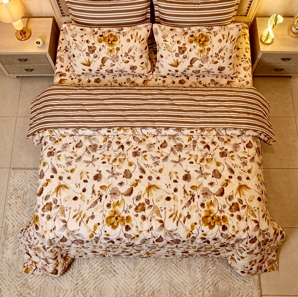 Caramel Flora-6 Piece Comforter Set